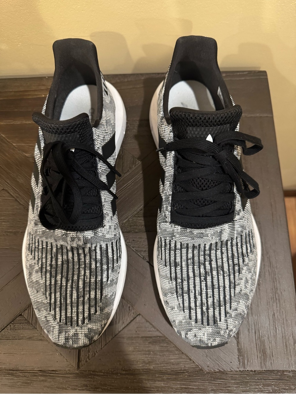 Black & White Knit Running Sneakers Adidas men’s size 13 worn twice - Picture 2 of 5